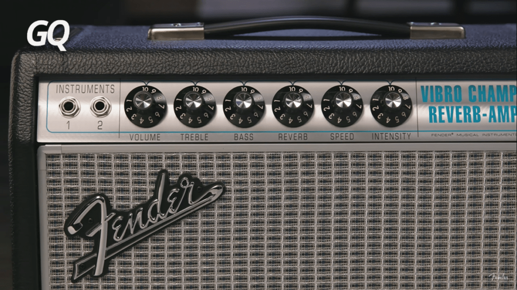 Fender '68 Custom Vibro Champ Reverb: controles.