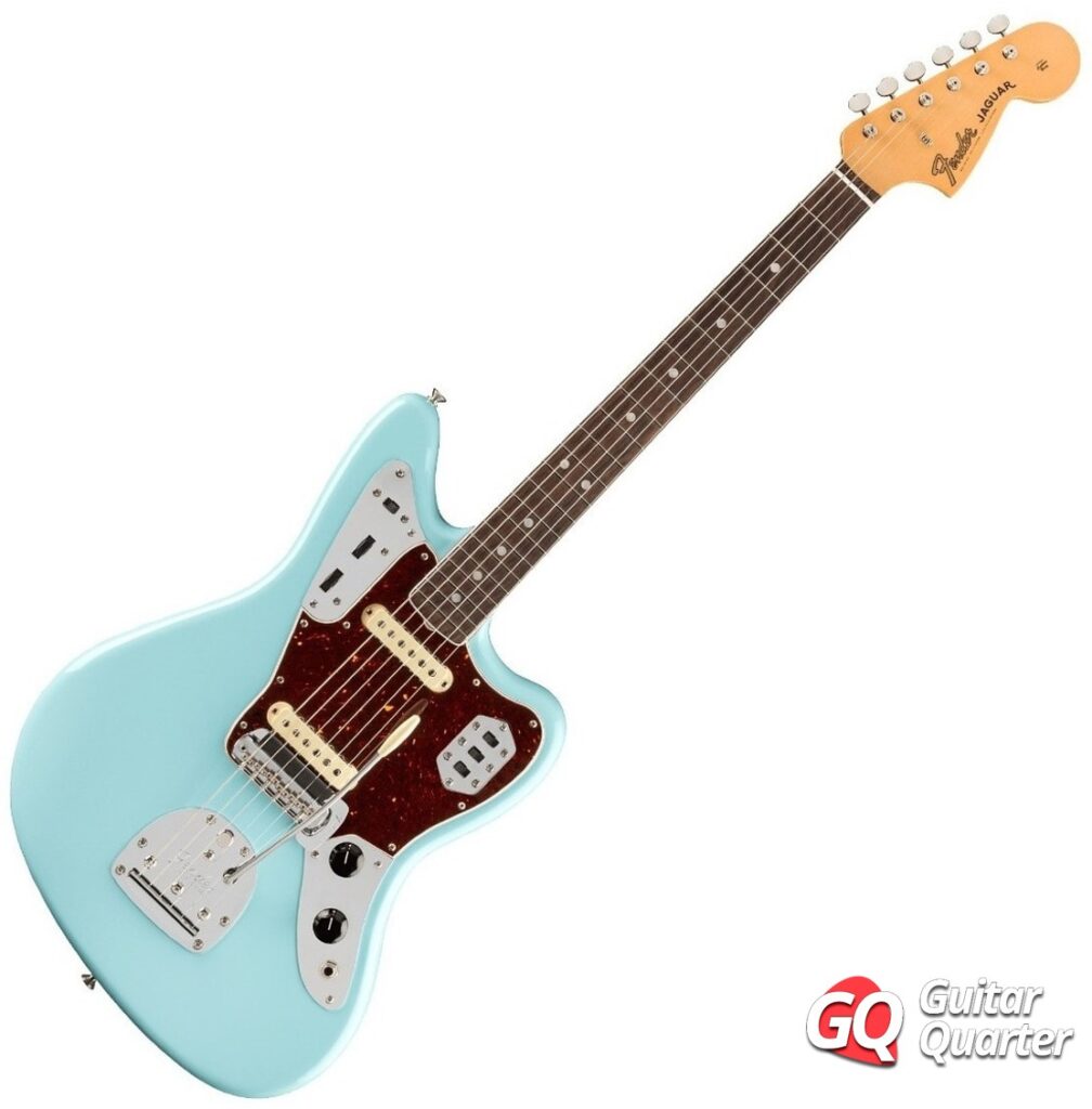 Fender Jaguar American Original '60s Daphne Blue fabriquée aux États-Unis.