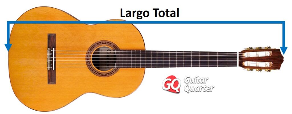 Comprimento total de uma guitarra clássica espanhola -Córdoba-.