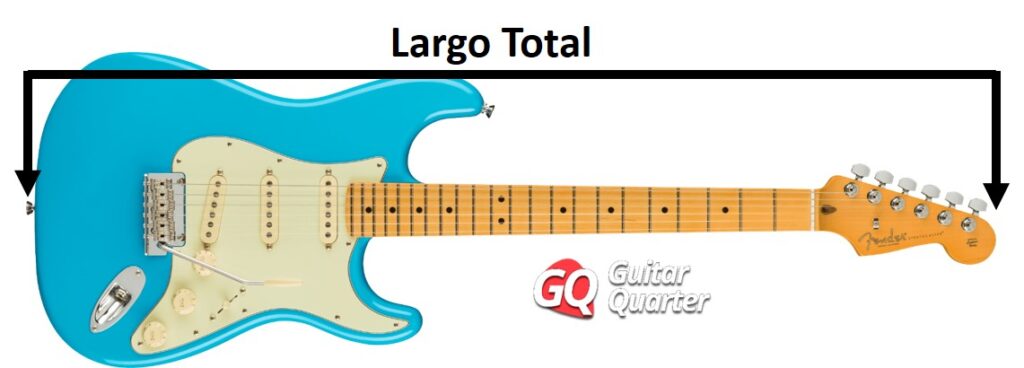 Largo total de una guitarra eléctrica -Fender Stratocaster-.