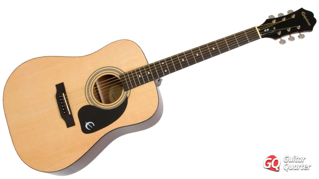 Die Epiphone DR100 ist eine der günstigsten Akustikgitarren für Anfänger mit guter Verarbeitungsqualität und großartigem Ton mit einem Korpus aus Vollholzlaminat.